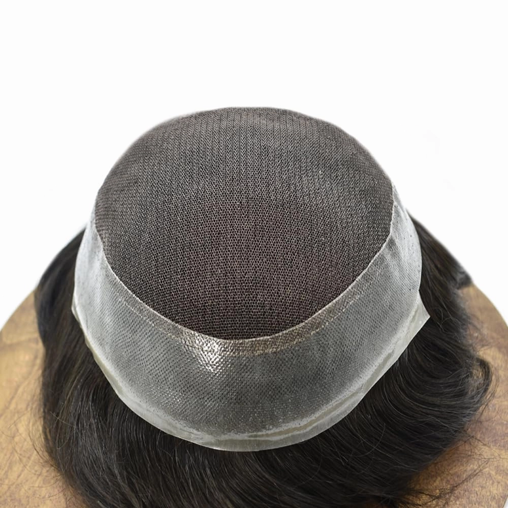 RESHE Hair Piece Toupee For Men Soft Lace Hair Systems Hairpieces Natural Looking Mens Toupee Human Hair Mens Hair Piece 8X10#1 Jet Black