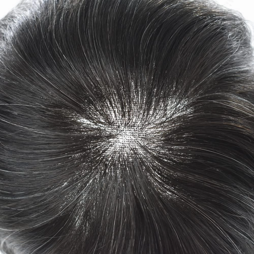 RESHE Hair Piece Toupee For Men Soft Lace Hair Systems Hairpieces Natural Looking Mens Toupee Human Hair Mens Hair Piece 8X10#1 Jet Black