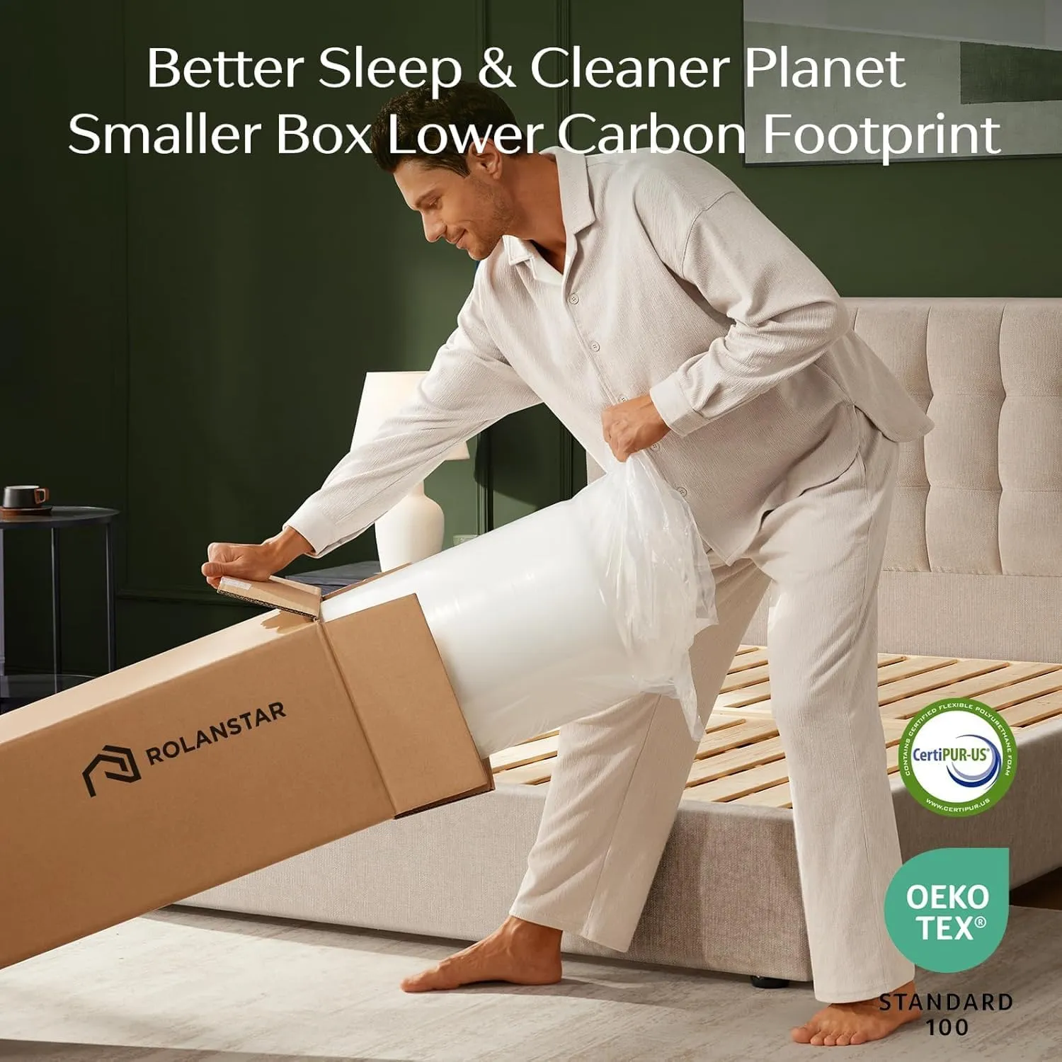 Rolanstar Twin Size Mattress, 10 Inch Gel Memory Foam Mattress in a Box, Fiberglass Free, Breathable for Cooler Sleep Supportive & Pressure Relief, CertiPUR-US Certified, White