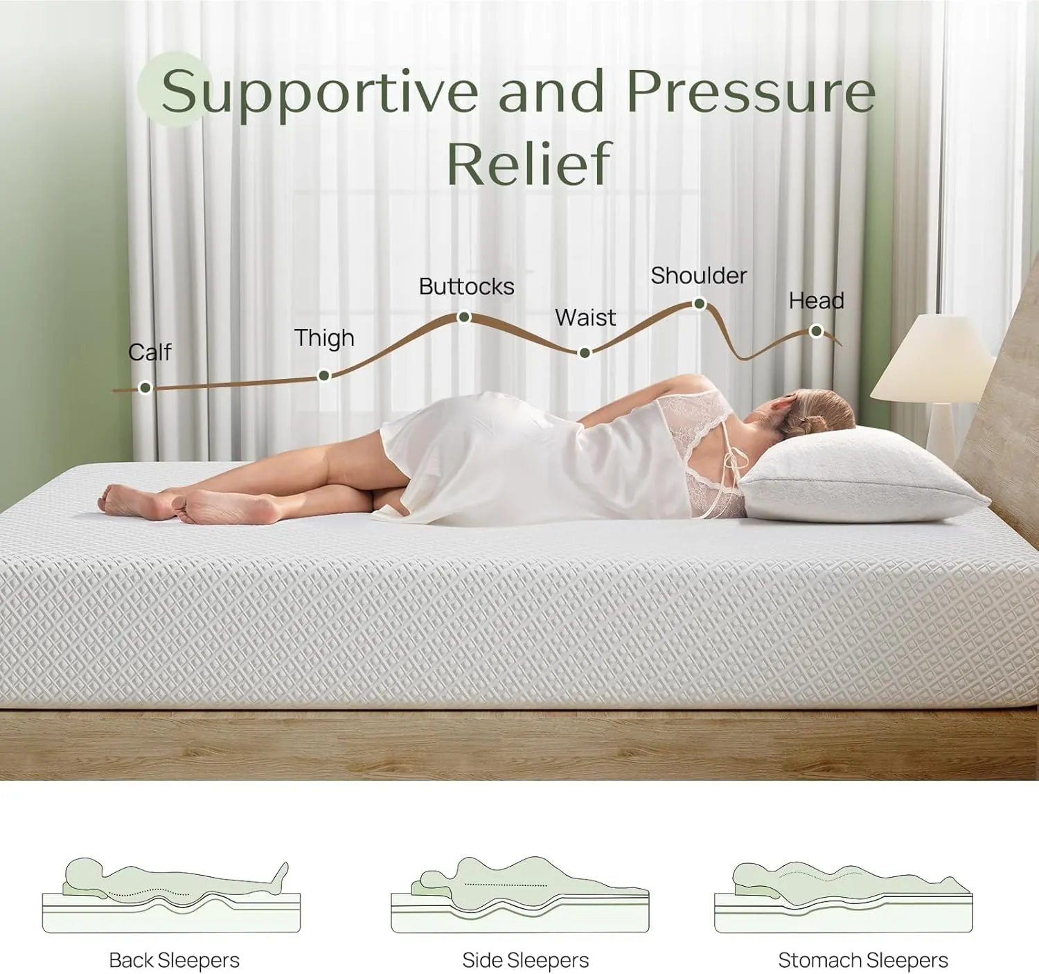Rolanstar Twin Size Mattress, 10 Inch Gel Memory Foam Mattress in a Box, Fiberglass Free, Breathable for Cooler Sleep Supportive & Pressure Relief, CertiPUR-US Certified, White