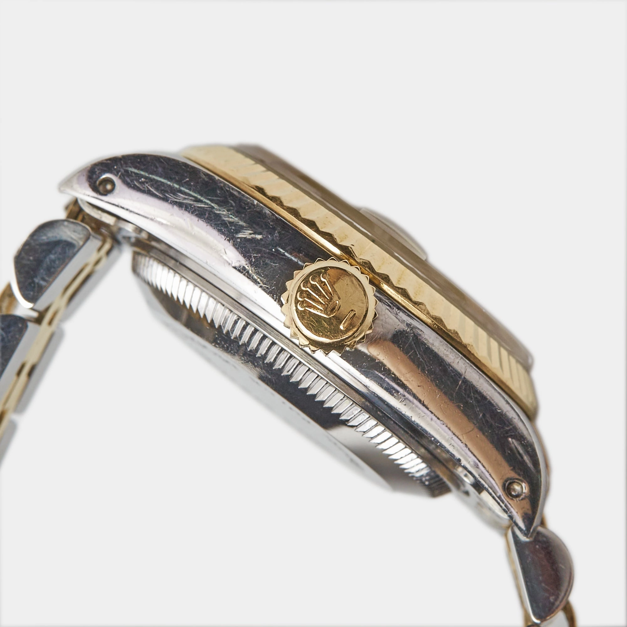 ROLEX Champagne 18k Yellow Gold Stainless Steel Datejust 69173 Women's Wristwatch 26 mm