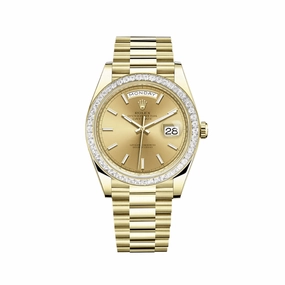 Rolex Day-Date 228398TBR Yellow Gold Diamond-Paved Bezel Champagne Dial