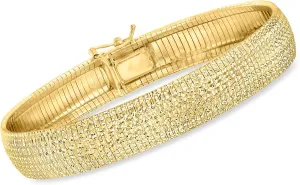 Ross-Simons Italian 18kt Gold Over Sterling Textured and Polished Omega Bracelet