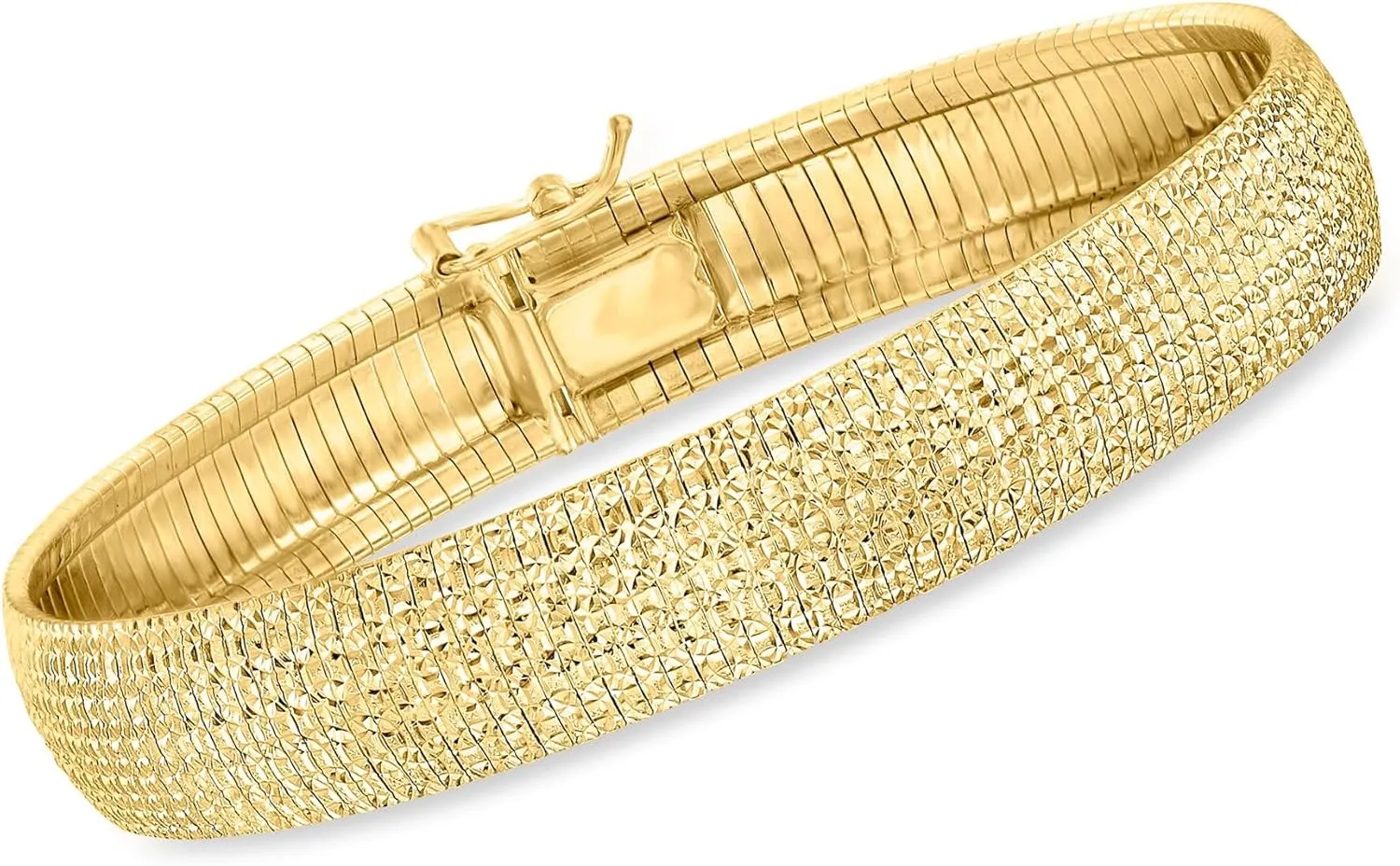 Ross-Simons Italian 18kt Gold Over Sterling Textured and Polished Omega Bracelet