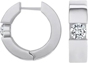 Round Cut Simulated Solid Sapphire Huggies Hoop Earrings In 14K Solid Gold