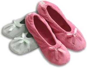 Roxoni Women's Terry Classic Cotton & Velour Ballerina Slippers (Pack of 2)