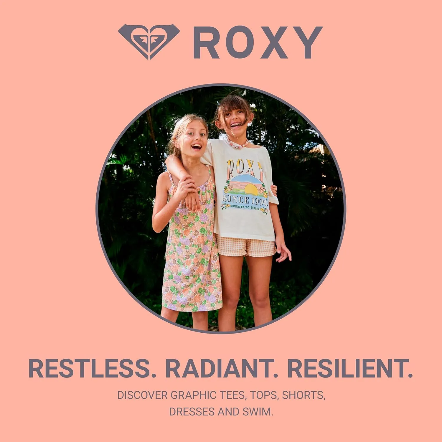 Roxy Girls' Short Sleeve Oversized Fit Logo Tee, Crew Neck Graphic T-Shirt, Soft & Comfortable