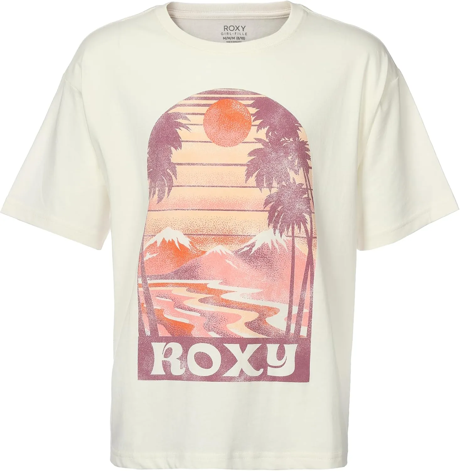 Roxy Girls' Short Sleeve Oversized Fit Logo Tee, Crew Neck Graphic T-Shirt, Soft & Comfortable