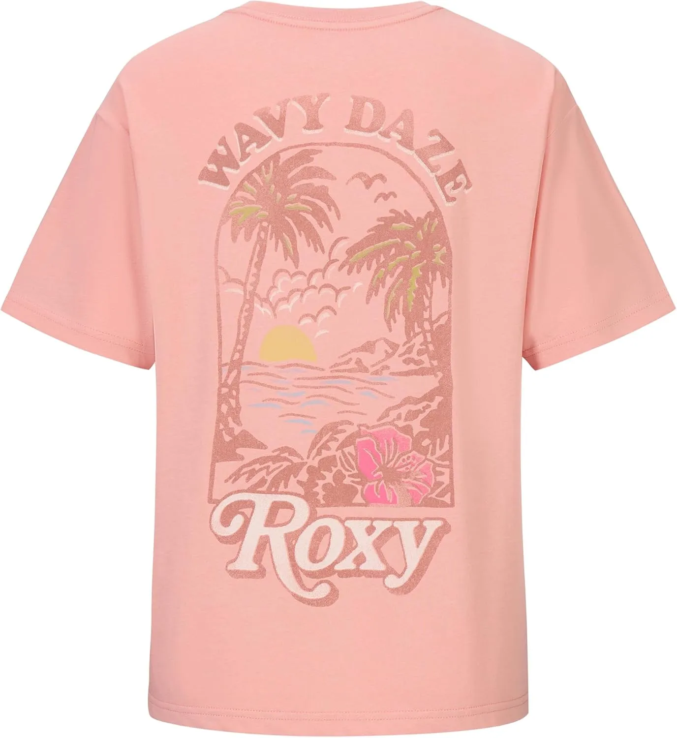 Roxy Girls' Short Sleeve Oversized Fit Logo Tee, Crew Neck Graphic T-Shirt, Soft & Comfortable