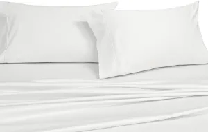 Royal Hotel Bedding Solid White 250-Thread-Count Pair / 2pc Standard Pillowcases Set 100% Cotton, Superior Percale Weave, Crispy Soft, Pillow Cases, 100% Cotton