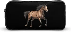Running Arabian Horse Pencil Case Makeup Bag Easy to Clean Portable Pencil Pouch Office Organizer