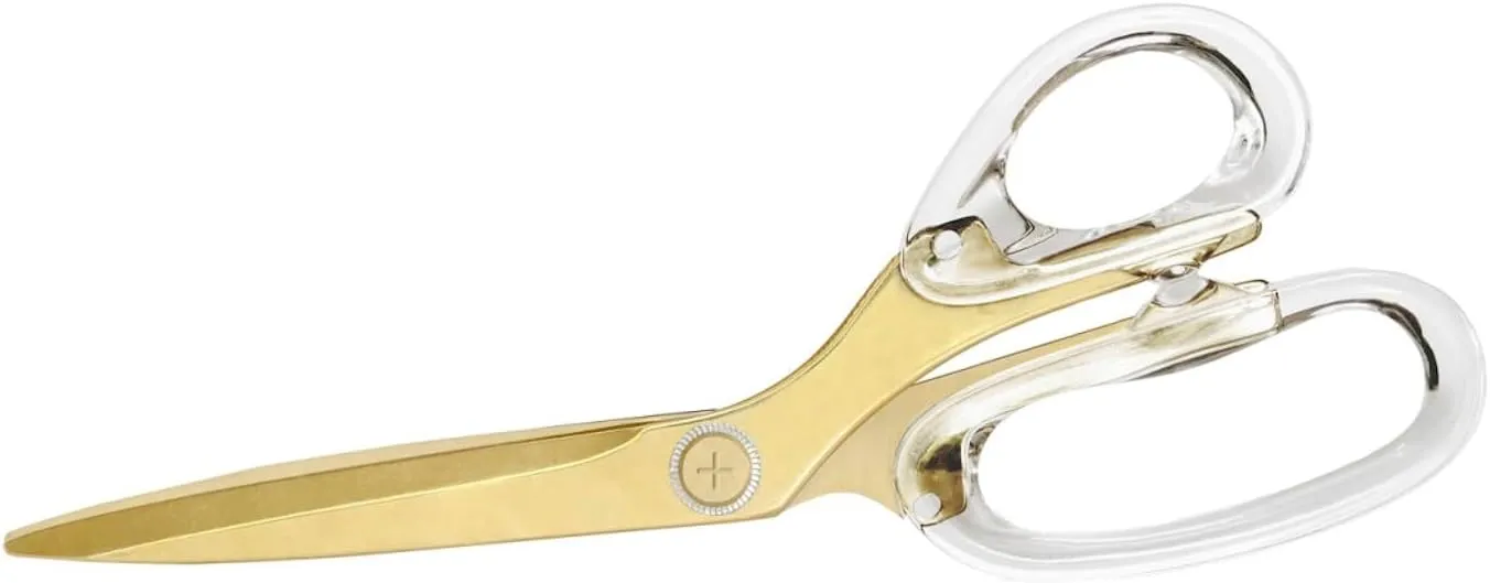 russell hazel Acrylic Scissors, Left or Right Hand All-Purpose Scissors, Clear and Gold-Toned Comfort-Grip Scissors, 9” (26002)