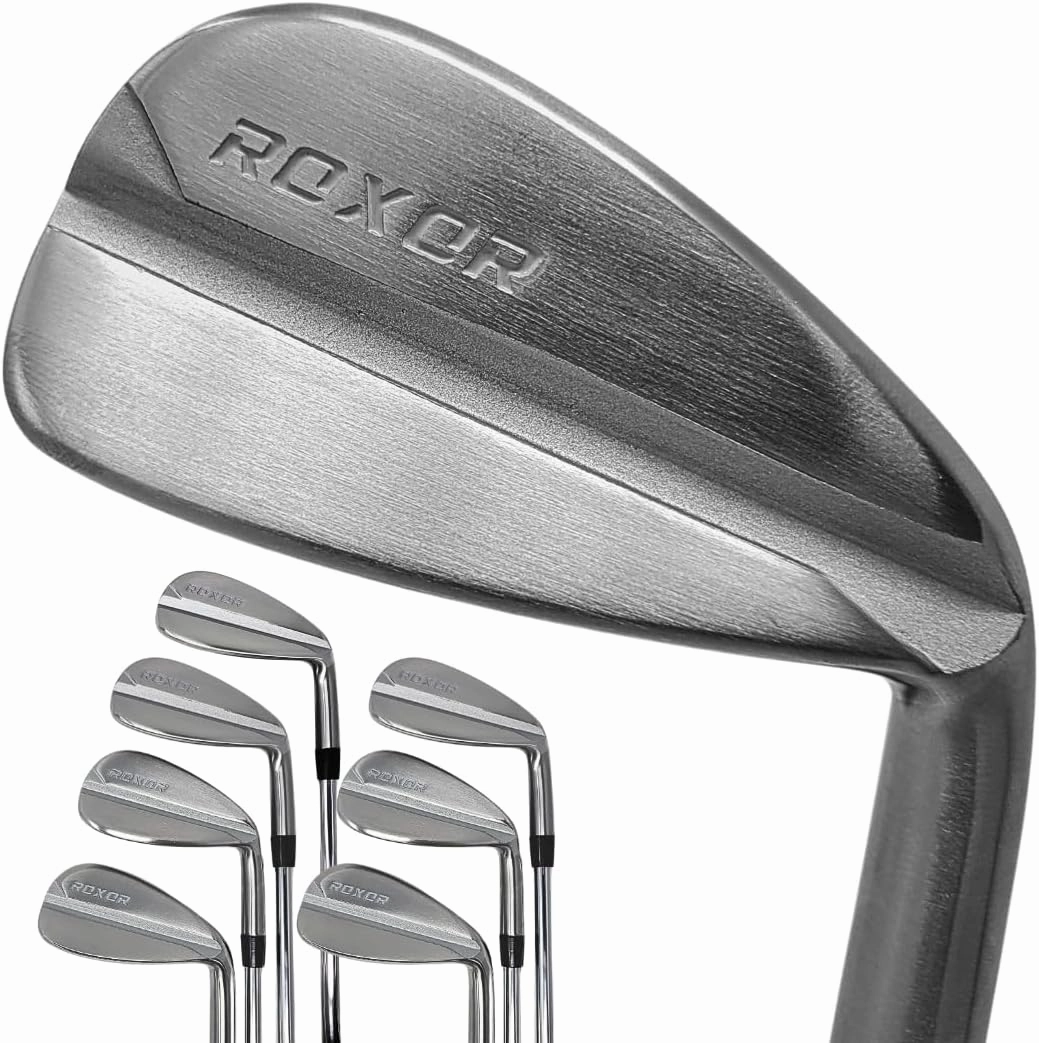 RXR - Golf Full Iron Sets for Men - Stiff Flex - 4,5,6,7,8,9 Pitching Wedge - Right Handed - Steel Shaft - New Superior Golf Club Iron Set Blades - Standard Length