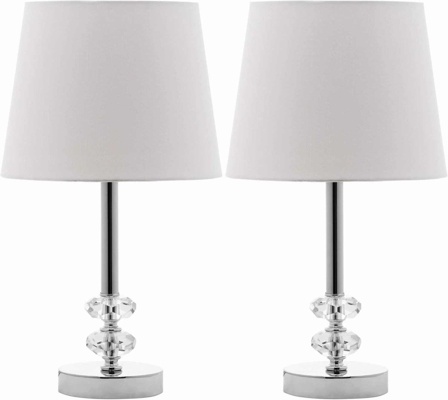 Safavieh Lighting Collection Ashford Crystal Orb Clear and White Table Lamp, Set of 2