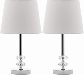 Safavieh Lighting Collection Ashford Crystal Orb Clear and White Table Lamp, Set of 2