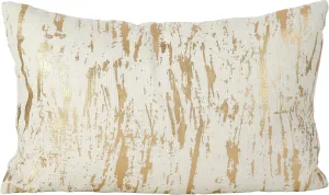 SARO LIFESTYLE 1612.GL1422B Distressed Metallic Foil Design Cotton Down Filled Throw Pillow, 14" x 22", Gold