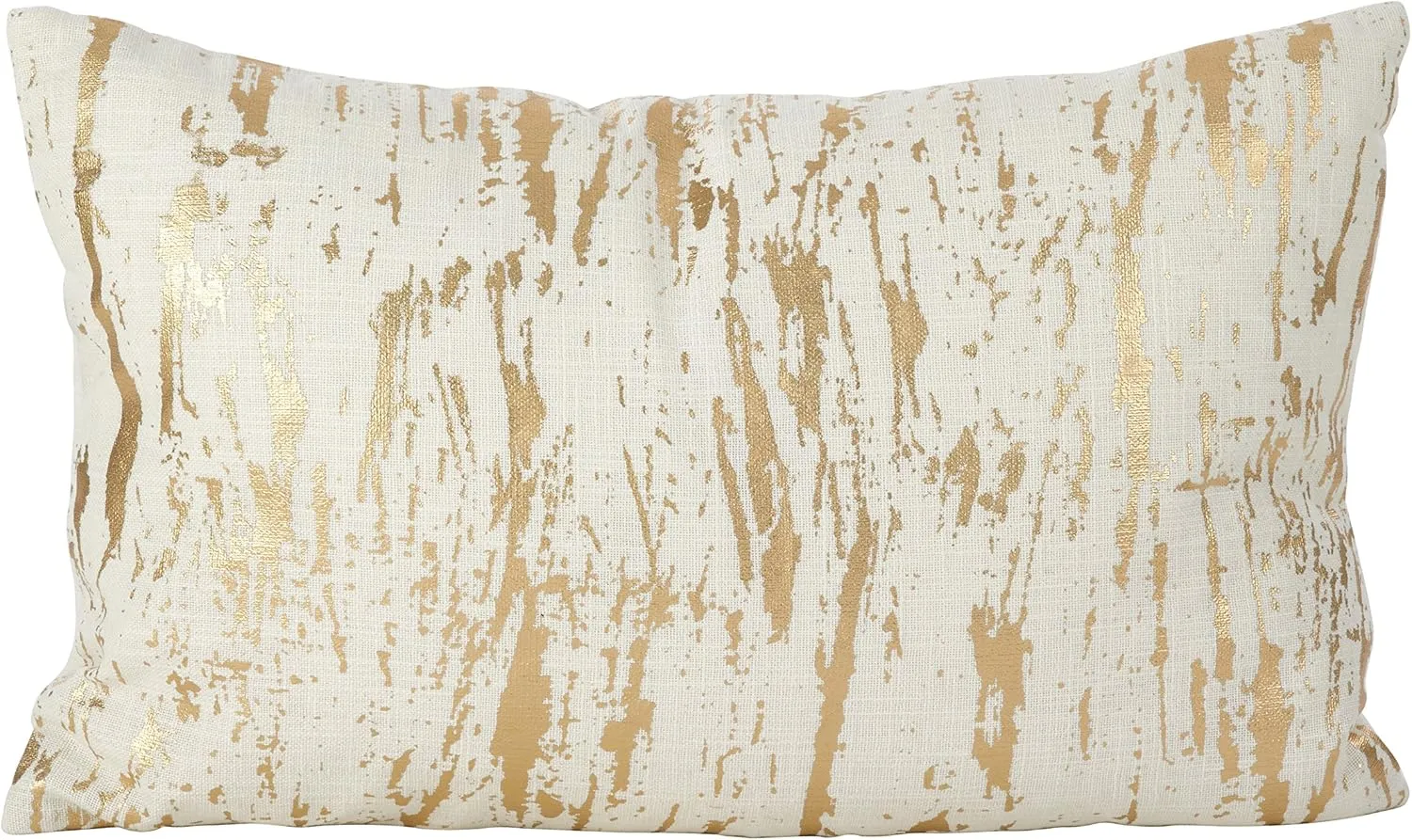 SARO LIFESTYLE 1612.GL1422B Distressed Metallic Foil Design Cotton Down Filled Throw Pillow, 14" x 22", Gold