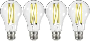 Satco S12443 A19 LED 4-Bulb Value Pack, 100W Replacement, 3000K, Clear