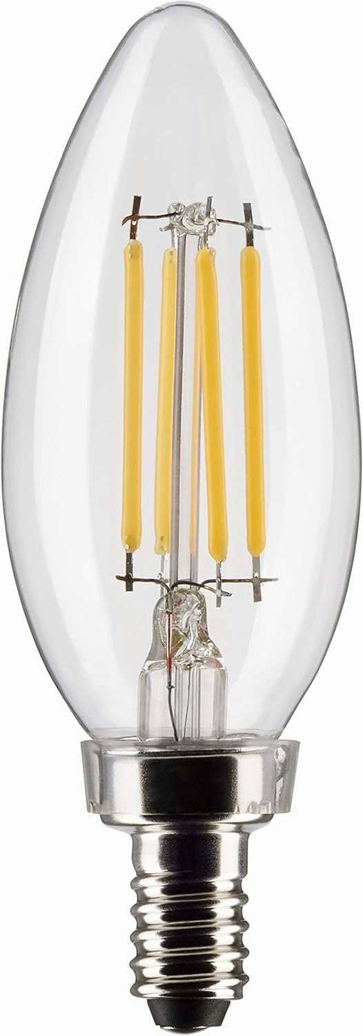 Satco Lighting S21265-4 Watt B11 LED Dimmable Light Bulbs - Clear - Candelabra Base - 90 CRI - 3000K Soft White - 350 Lumens - 120 Volts (6 Led Bulbs)