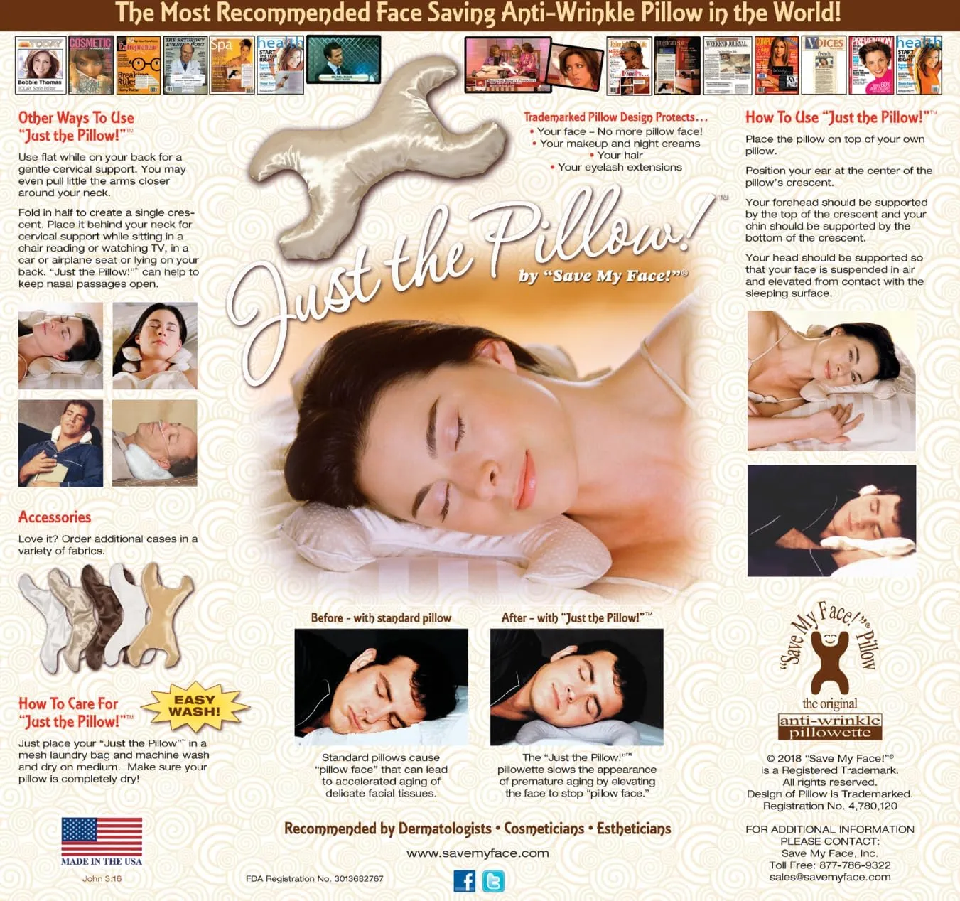 Save My Face!" Pillow Just The Pillow La Petite Size in Soft Champagne