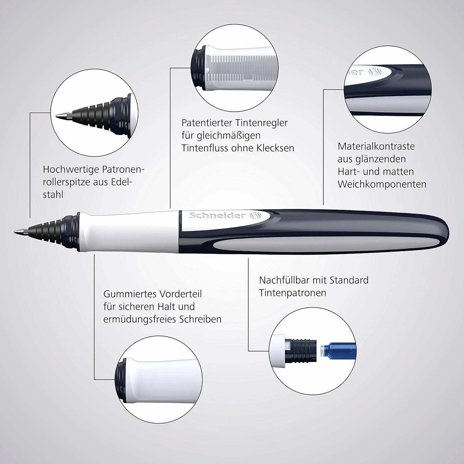 Schneider 187813 Ray Rollerball Pen (Refillable with Standard Ink Cartridges, Suitable for Right and Left-Handed Users) Pistacchio