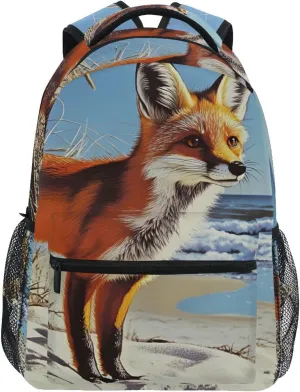 School Bag Fox Ashore Print Backpack Adjustable Book Bag for Boys Girls Kids Small