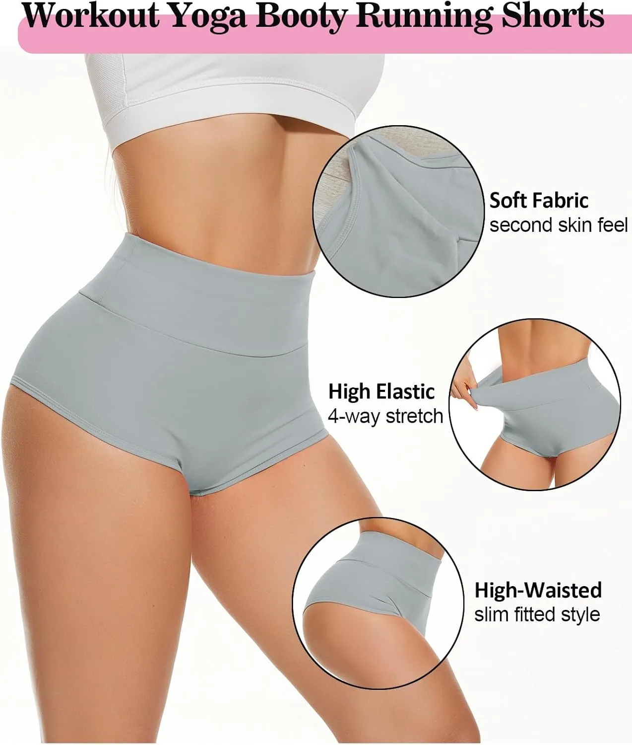 Scrunch Booty Shorts for Women V Back High Waisted Yoga Shorts Cut Out Rave Bottoms Butt Lifting Short Mini Hot Pants