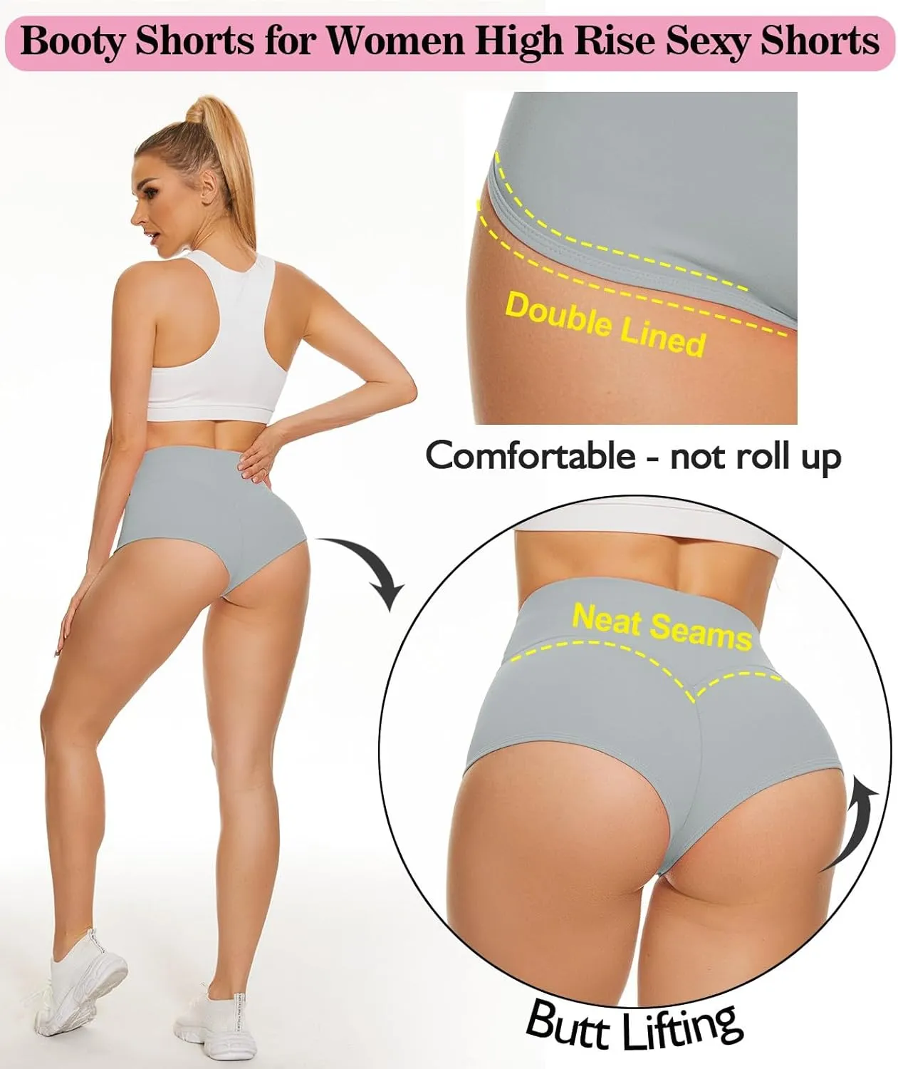 Scrunch Booty Shorts for Women V Back High Waisted Yoga Shorts Cut Out Rave Bottoms Butt Lifting Short Mini Hot Pants