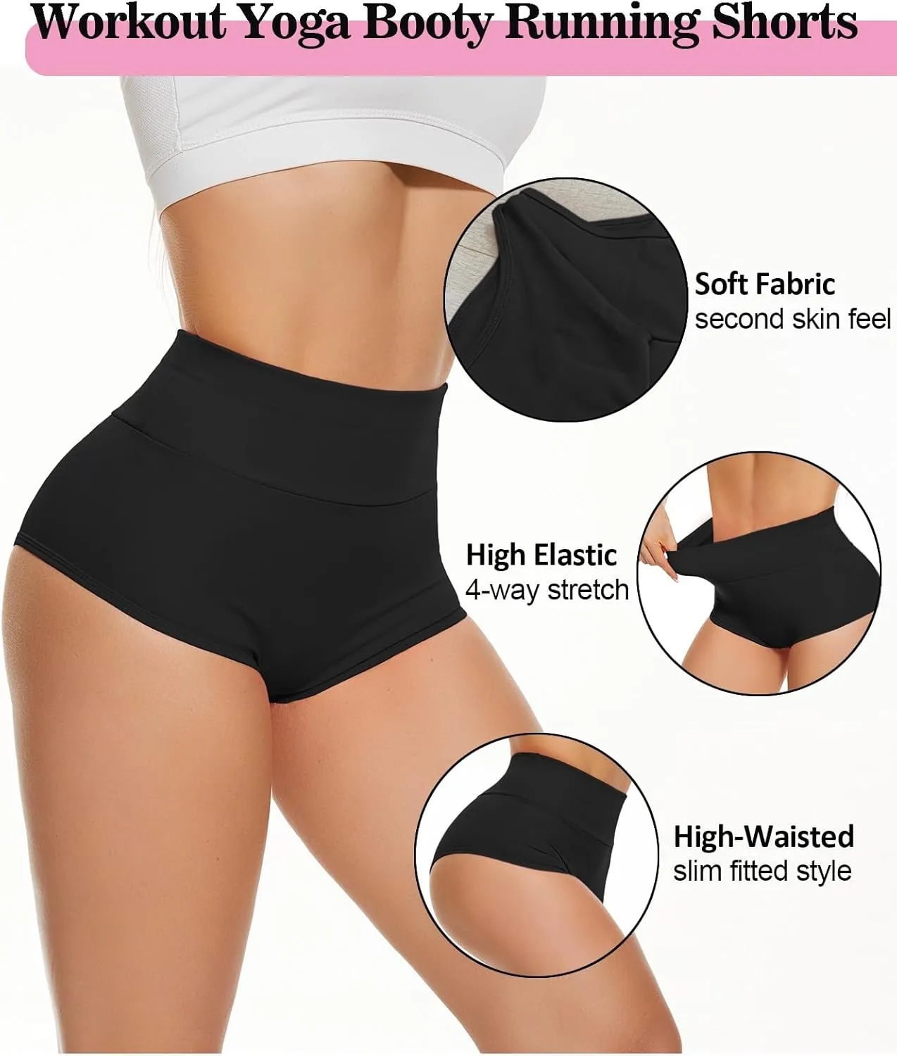 Scrunch Booty Shorts for Women V Back High Waisted Yoga Shorts Cut Out Rave Bottoms Butt Lifting Short Mini Hot Pants