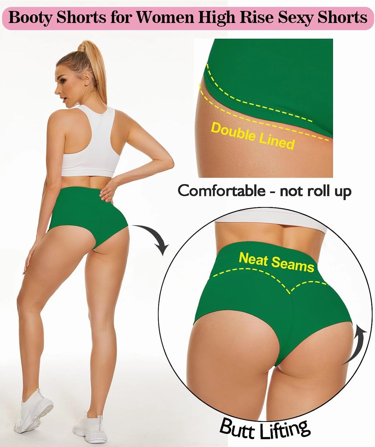 Scrunch Booty Shorts for Women V Back High Waisted Yoga Shorts Cut Out Rave Bottoms Butt Lifting Short Mini Hot Pants