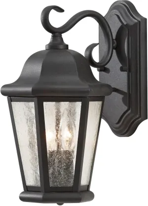 Sea Gull Lighting OL5901BK Martinsville Medium Two Light Outdoor Wall Lantern Outside Fixture, 8"W x 15"H, Black