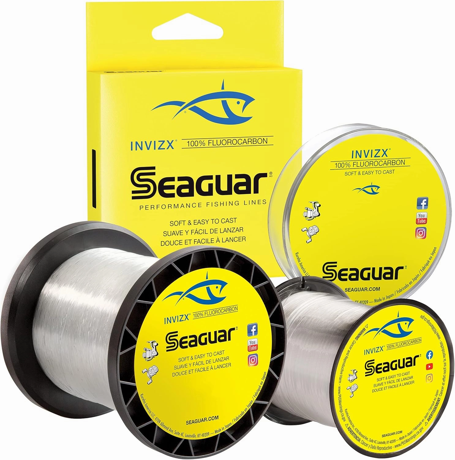 Seaguar InvizX Multi-Species Fishing Line for Casting, Live Bait, Freshwater, 100% Fluorocarbon, Clear, Multiple Sizes