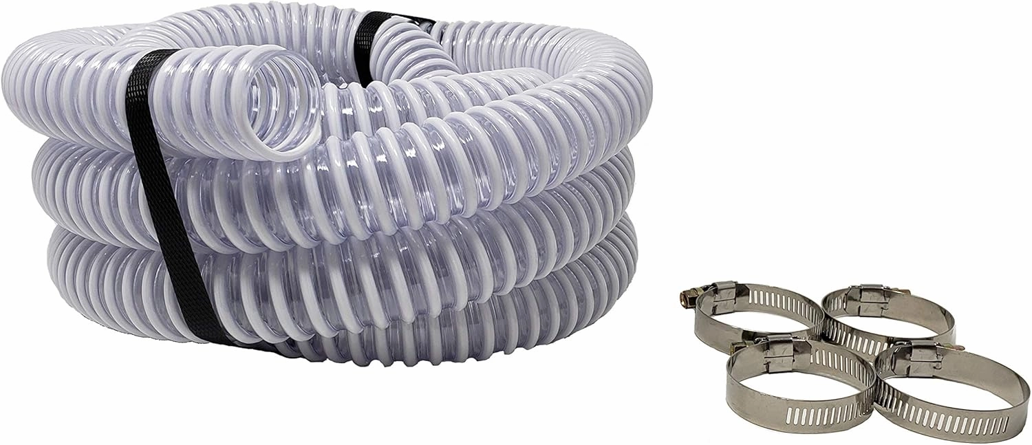 Sealproof 1.25" (32mm) Pool Filter Pump Connection Hose for 1-1/4 Inch Above Ground Pools and Intex Systems, 12 FT Premium Quality PVC Made in USA | Cut to Desired Length, Includes 4 Hose Clamps