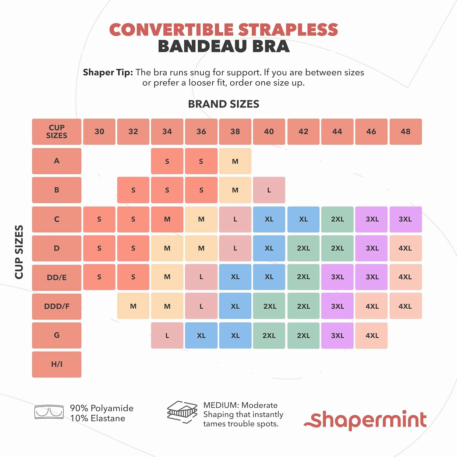 SHAPERMINT Strapless Bra - Bandeau top, Strapless Bras for Women, Plus Size Lingerie for Women, Free Clear Bra Straps