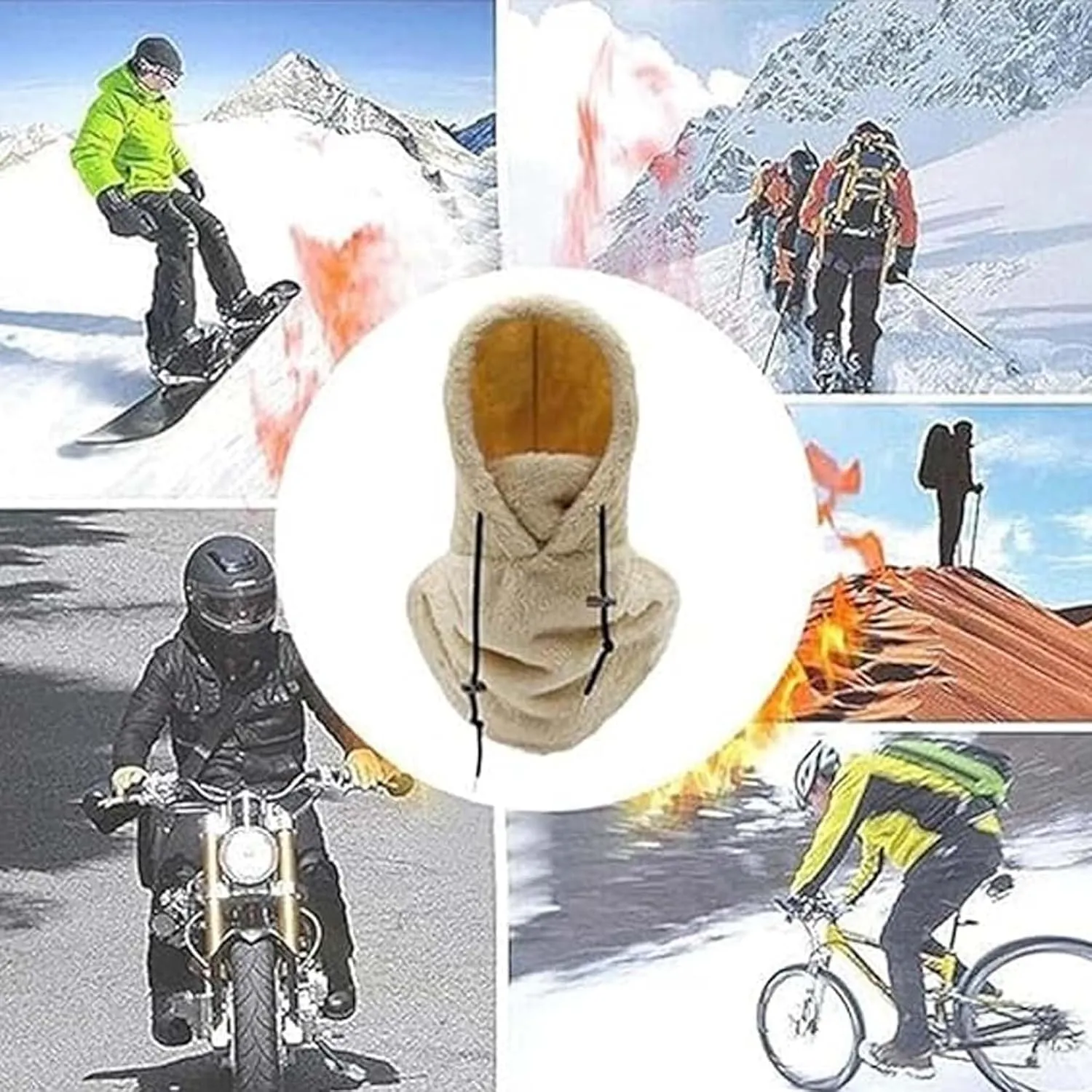 Sherpa Hood, Sherpa Hood Ski Mask, Arctic Velvet Balaclava, Winter Outdoor Multi-Purpose Face Mask Sports Balaclavas