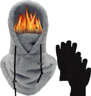 Sherpa Hood,Sherpa Hood Ski Mask,Balaclava Wind-Resistant Winter Face Mask Over Helmet,High Polar Velvet Ski Mask