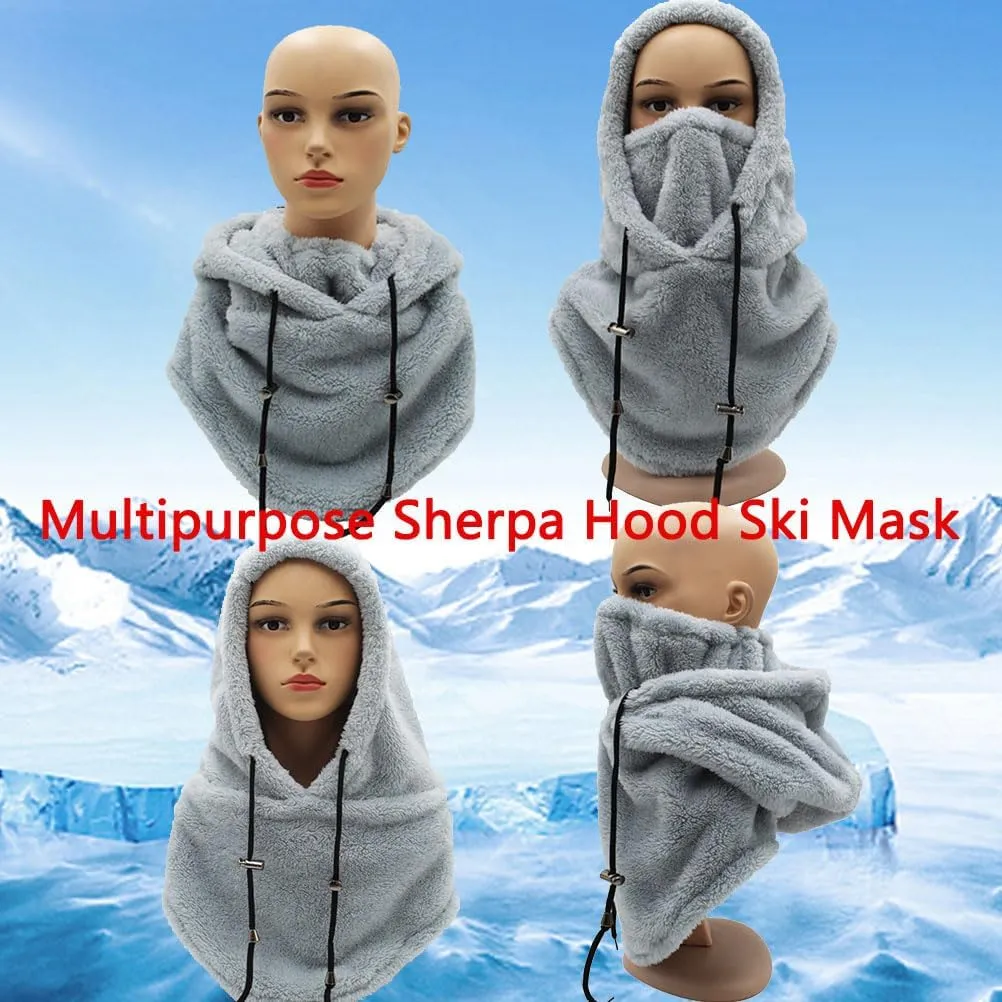 Sherpa Hood,Sherpa Hood Ski Mask,Balaclava Wind-Resistant Winter Face Mask Over Helmet,High Polar Velvet Ski Mask