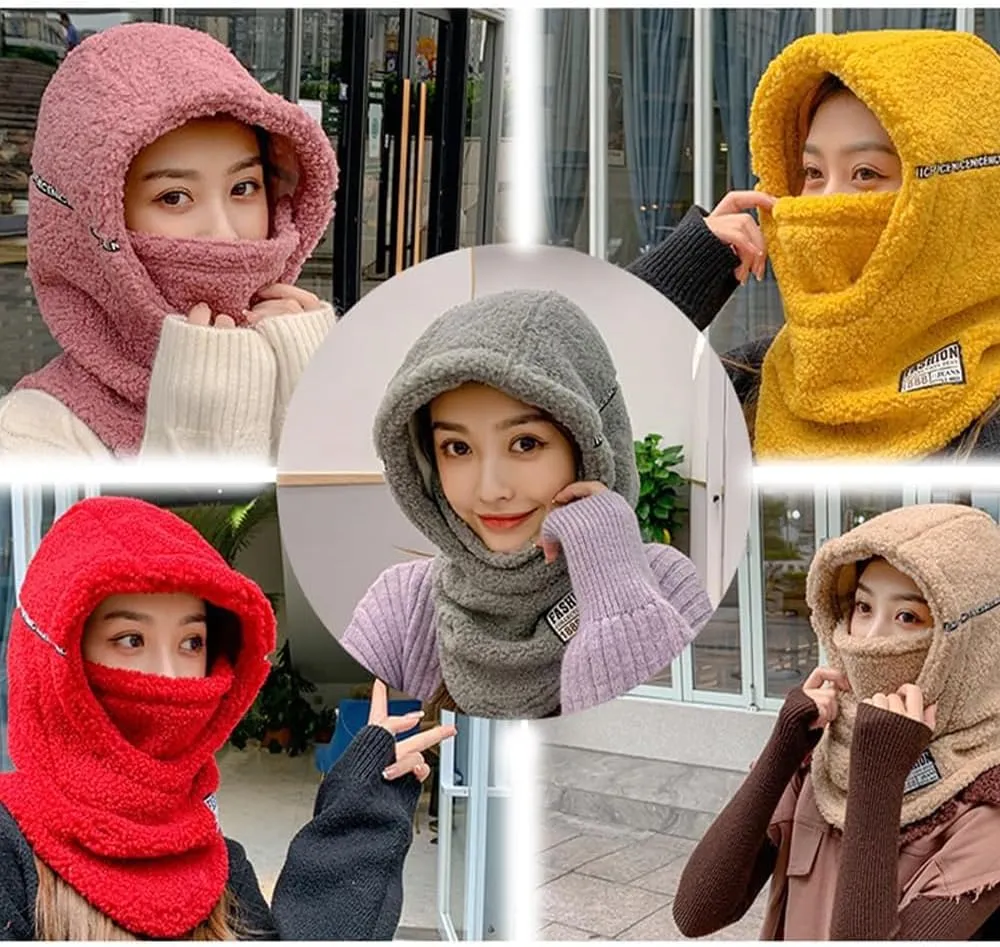 Sherpa Hood,Sherpa Hood Ski Mask,Balaclava Wind-Resistant Winter Face Mask Over Helmet,High Polar Velvet Ski Mask