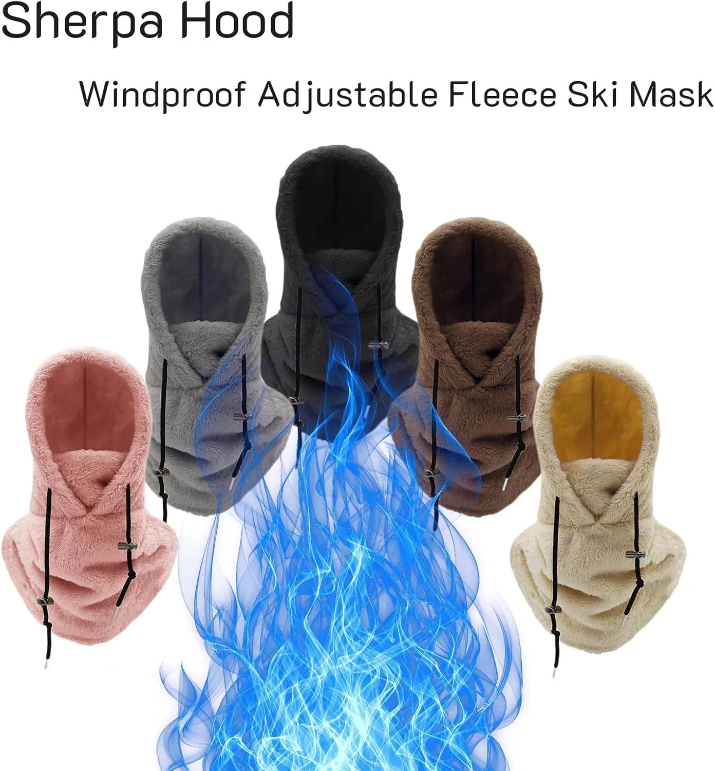 Sherpa Hood,Sherpa Hood Ski Mask,Balaclava Wind-Resistant Winter Face Mask Over Helmet,High Polar Velvet Ski Mask