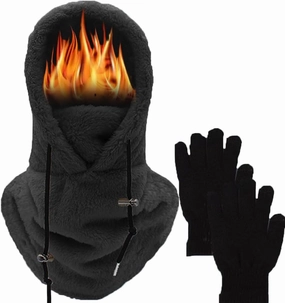 Sherpa Hood,Sherpa Hood Ski Mask,Balaclava Wind-Resistant Winter Face Mask Over Helmet,High Polar Velvet Ski Mask