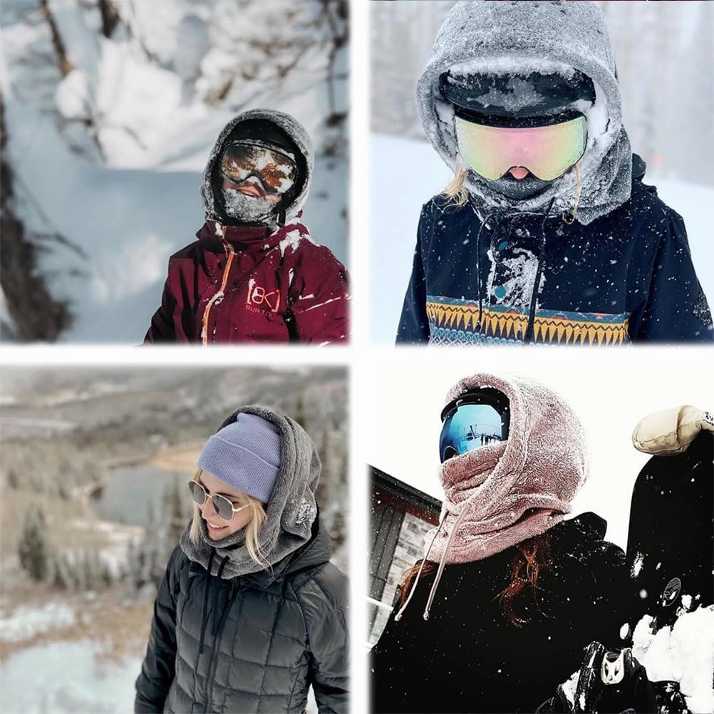 Sherpa Hood,Sherpa Hood Ski Mask,Balaclava Wind-Resistant Winter Face Mask Over Helmet,High Polar Velvet Ski Mask