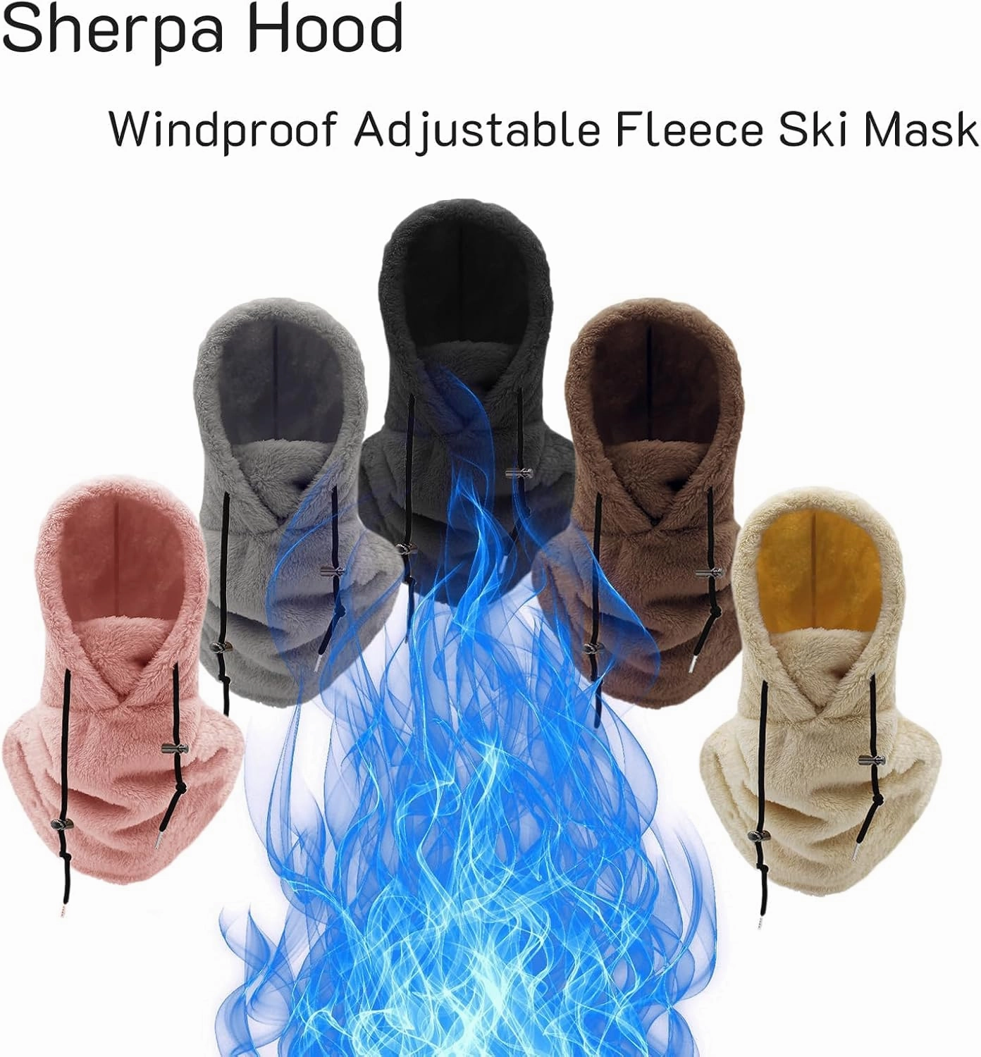Sherpa Hood,Sherpa Hood Ski Mask,Balaclava Wind-Resistant Winter Face Mask Over Helmet,High Polar Velvet Ski Mask