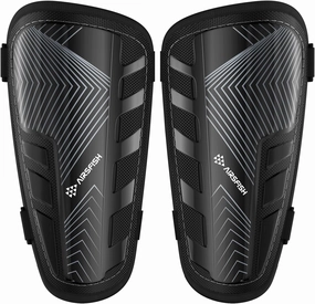 Shin Guards Soccer Kids Youth, CE Certified Airsfish Shin Guard Protection Gear for 2-18 Years Old Boys Girls Teenagers High Impact Resistant Breathable Comfortable 1 Pair 4 Sizes