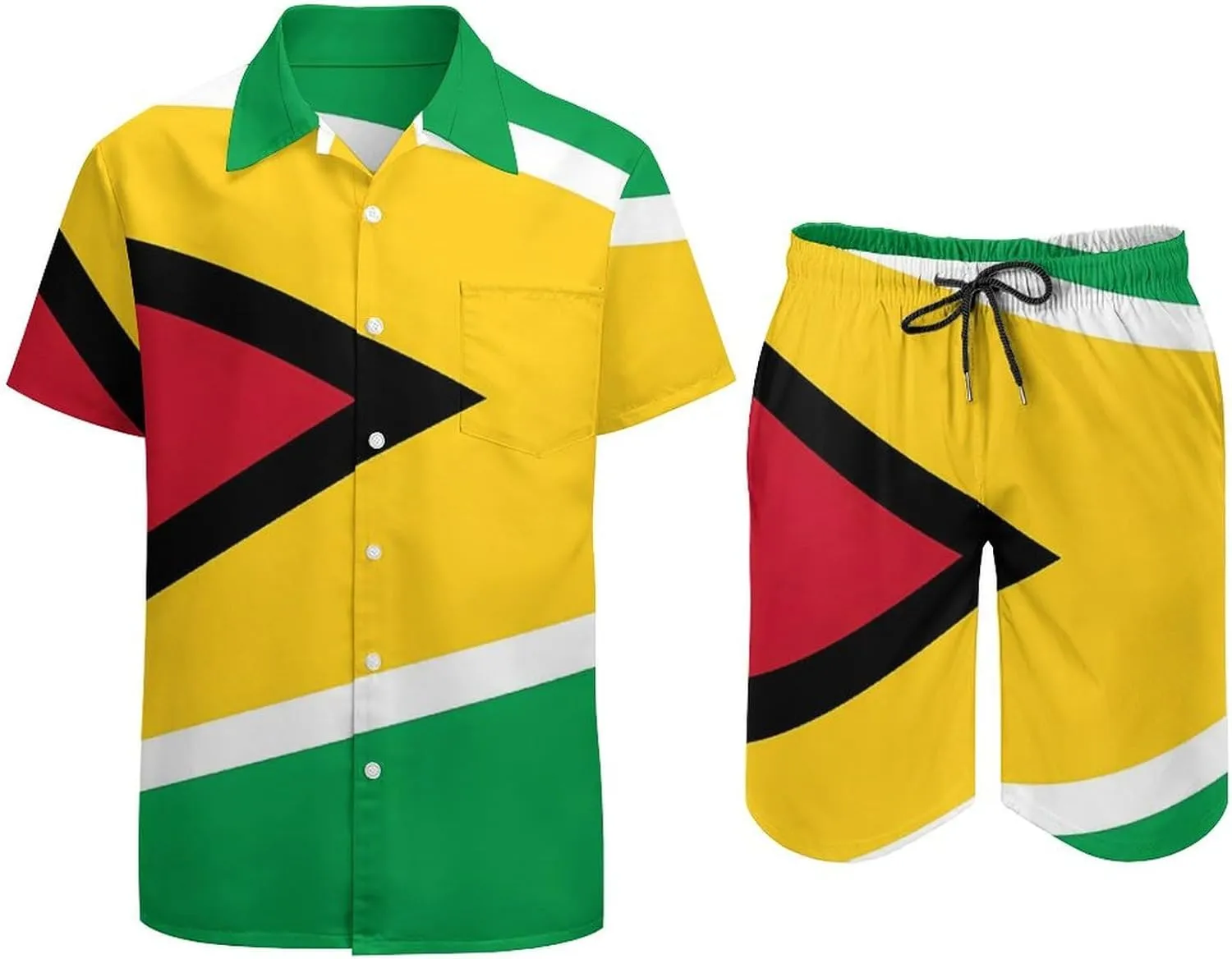 Shirt and Shorts Beach Suits for Mens Button Down Short Sleeve Shirts Set for Vacation Travel Hot Springs