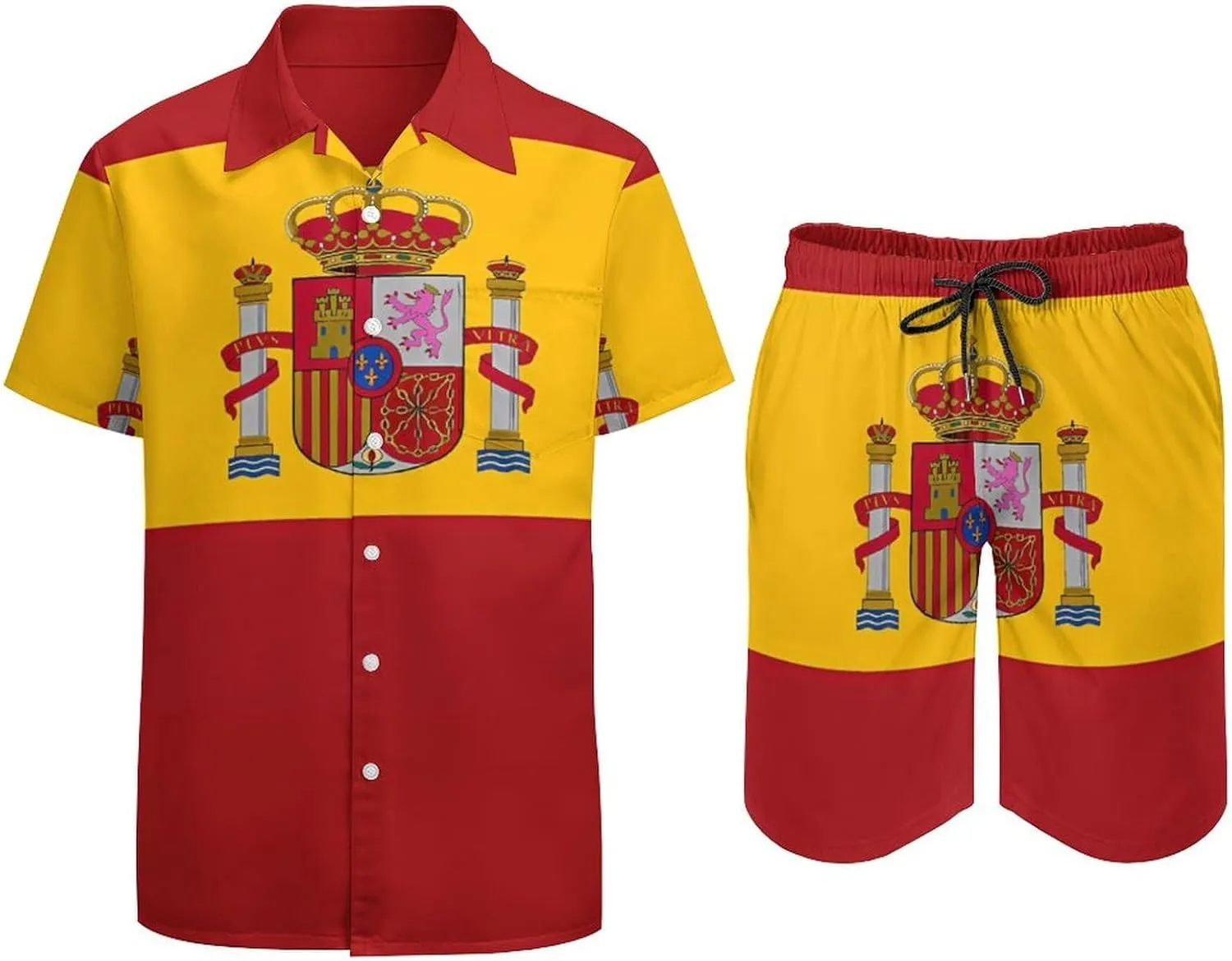 Shirt and Shorts Beach Suits for Mens Button Down Short Sleeve Shirts Set for Vacation Travel Hot Springs