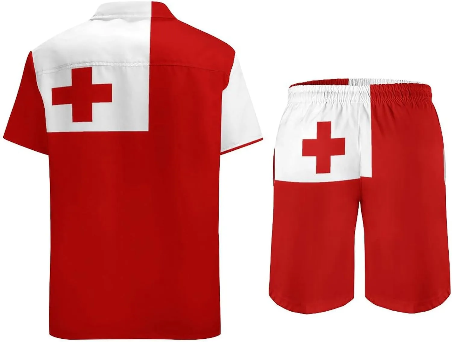 Shirt and Shorts Beach Suits for Mens Button Down Short Sleeve Shirts Set for Vacation Travel Hot Springs