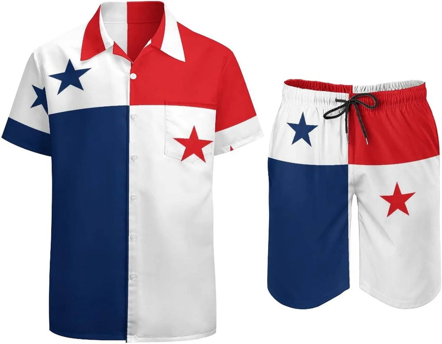 Shirt and Shorts Beach Suits for Mens Button Down Short Sleeve Shirts Set for Vacation Travel Hot Springs