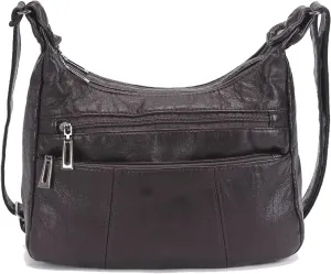 Shoulder Bags Ladies Shoulder Bag Leather Messenger Bag Fashion Ladies Handbag Coin Purse Soft Messenger Bag Washed Leather Ladies Small Bag(Pink)