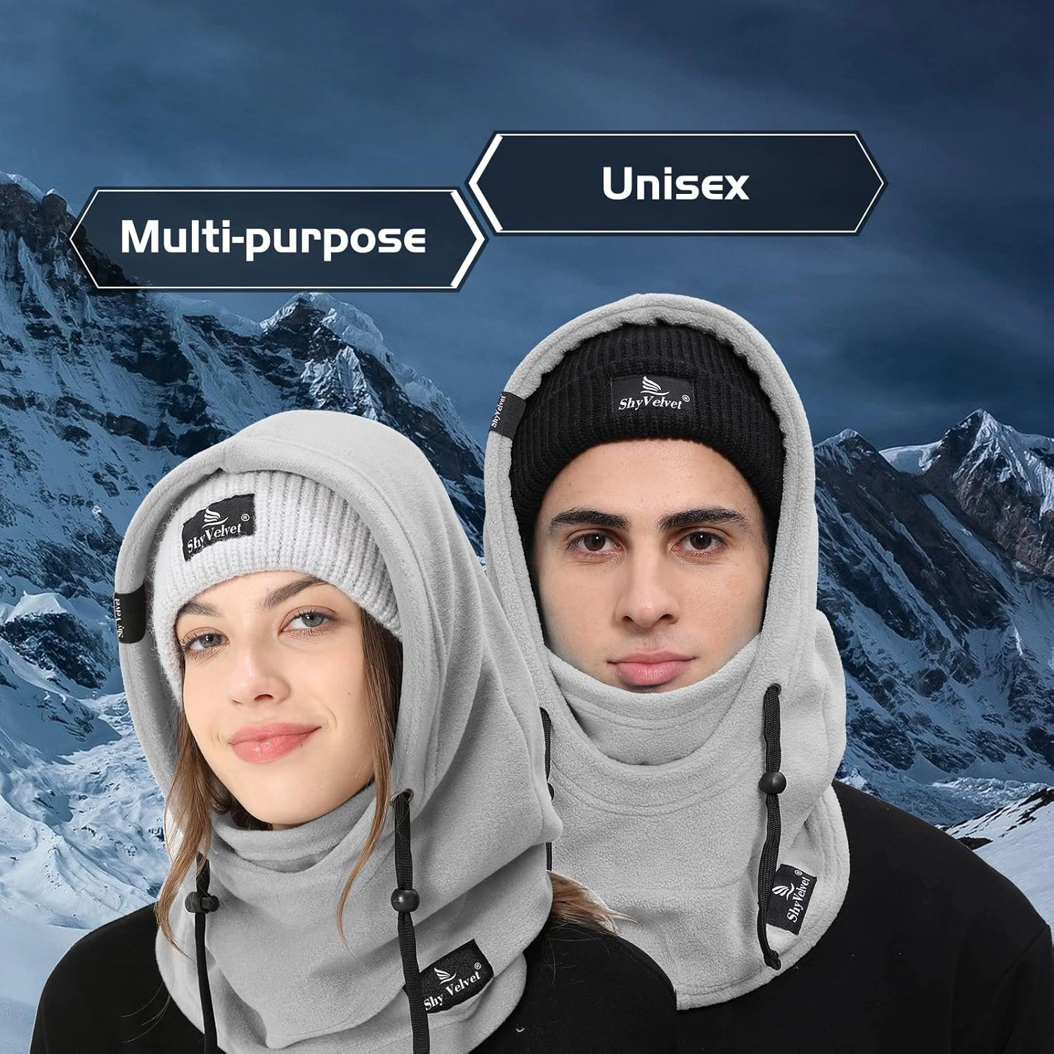 Shy Velvet Cold Weather Fleece Balaclava Ski Mask,Balaclava Wind-Resistant Winter Face Mask for Men and Women