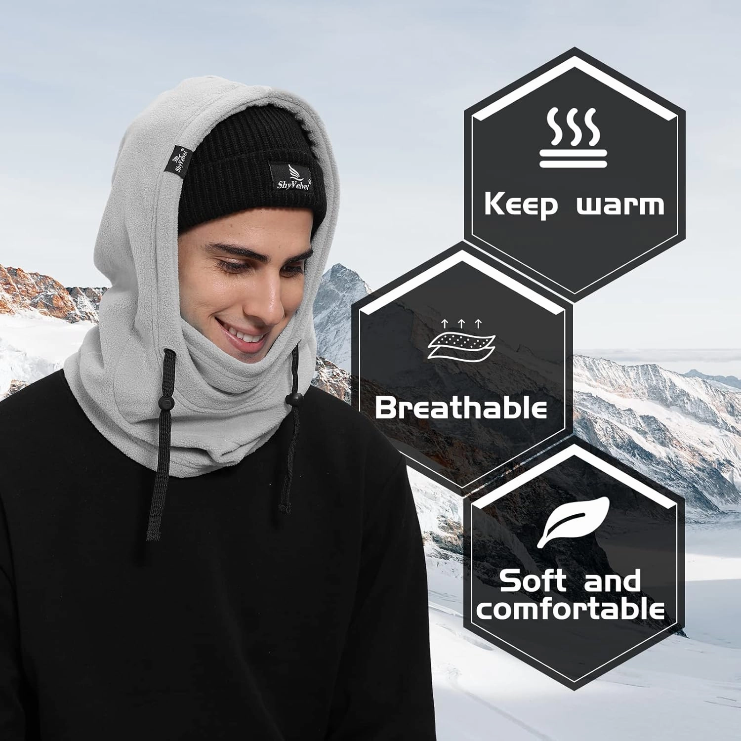 Shy Velvet Cold Weather Fleece Balaclava Ski Mask,Balaclava Wind-Resistant Winter Face Mask for Men and Women